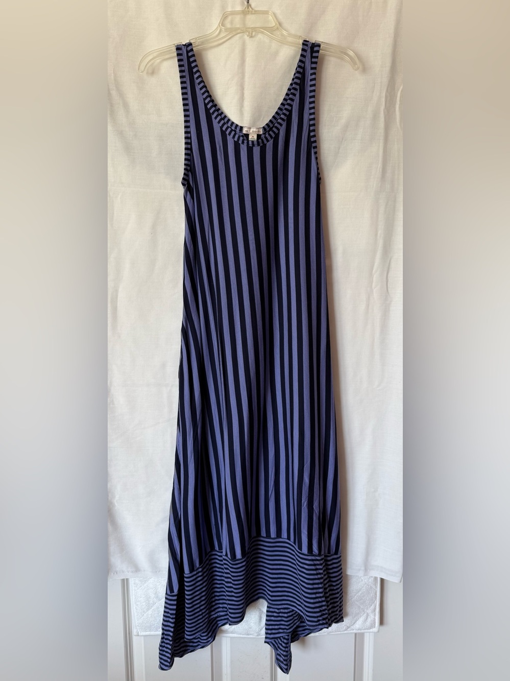 GAP Striped Asymmetrical Maxi Dress Purple Navy XS NWOT